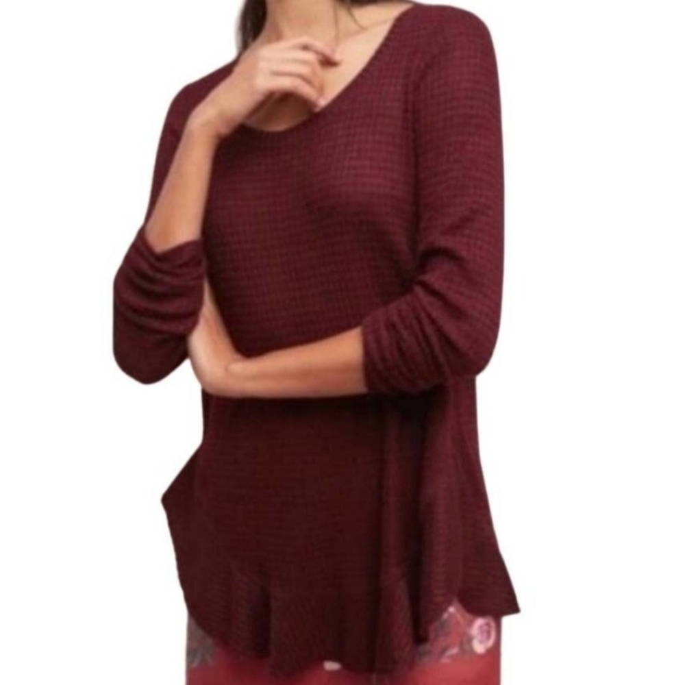 Anthro Saturday Sunday Wendy Waffle Knit Cross Back Thermal Top